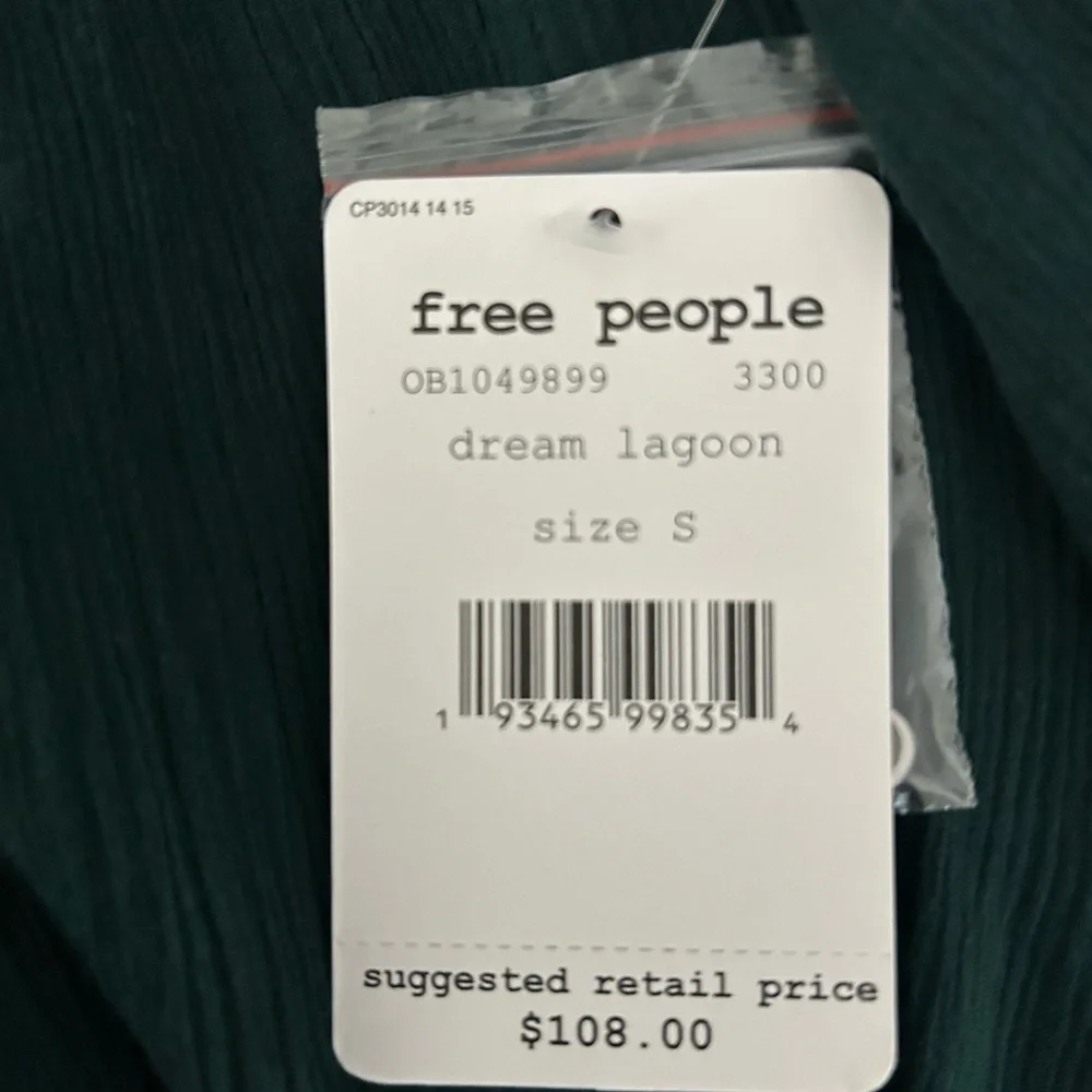 Free People Forest Green Ruffled Blouse